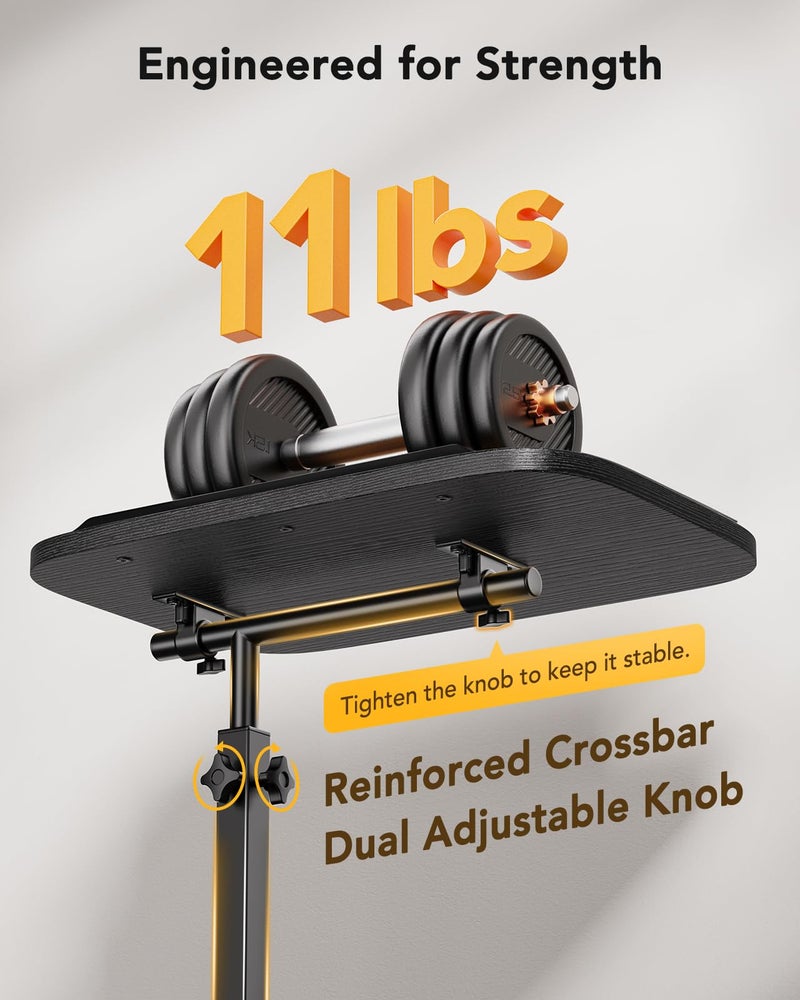 HUANUO Adjustable TV Tray, Height Adjustment TV Trays with 360Â° Swivel and 90Â° Tilt, Sturdy & Multi-Functional Sofa Table with Anti-Slip Bar, Space-Saving Side Table for Couch, Bedside, and Dining Use - Image 2