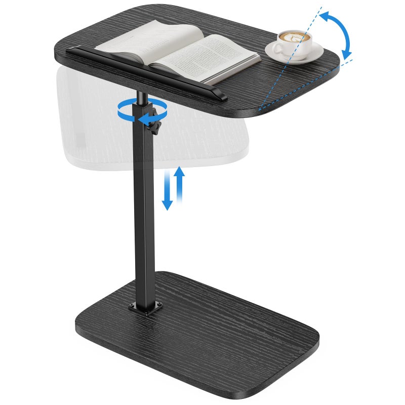 HUANUO Adjustable TV Tray, Height Adjustment TV Trays with 360Â° Swivel and 90Â° Tilt, Sturdy & Multi-Functional Sofa Table with Anti-Slip Bar, Space-Saving Side Table for Couch, Bedside, and Dining Use - Image 1