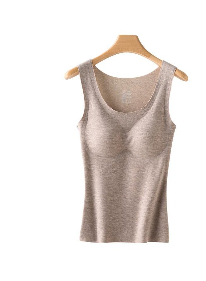 NIBEMINENT Women's Thermal Vest with Chest Pad  Autumn and Winter Seamless Thermal Clothing Double Layer Velvet Thermal Intimates - Image 1