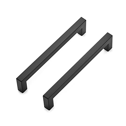 Ravinte 10 Pack 6-1/4 Inch Kitchen Square Cabinet Handles Matte Black Pulls Black Drawer Pulls Kitchen Cabinet Hardware Handles - Image 1