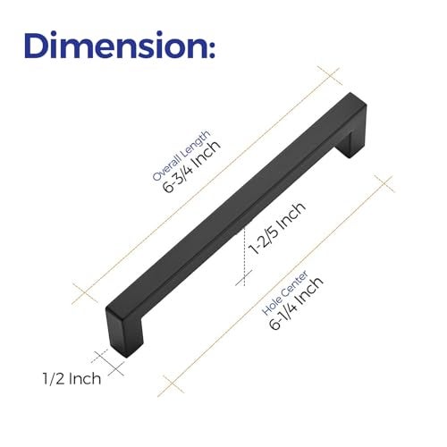 Ravinte 10 Pack 6-1/4 Inch Kitchen Square Cabinet Handles Matte Black Pulls Black Drawer Pulls Kitchen Cabinet Hardware Handles - Image 3