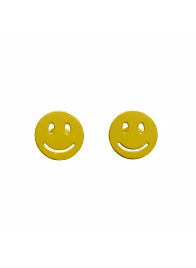 Julia Store 18K Gold Plated Stainless Steel Smiley Face Non-Tarnish Minimalist Geometric Trendy Aesthetic Exquisite Cute Statement Trendy Stud Earrings for Women Girls Jewelry Gift - Image 1