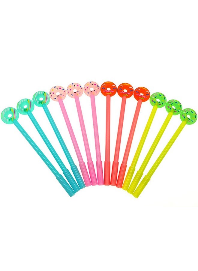 ALIMITOPIA 12Pcs Gel Pen Black Ink Donut Roller Marker Pen(Candy Colors Donut Styling)  - Image 1