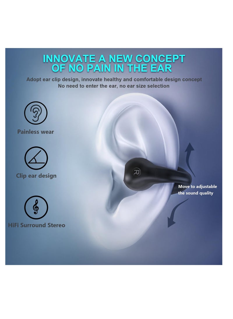 Excefore Wireless Open Ear Sport Headphones, Ear Clip Wireless Earbuds with Digital Display Charging, Air Conduction Bluetooth Headset, With Bluetooth 5.3, for Cycling, Running, Workout, Driving (Black)  - Image 3