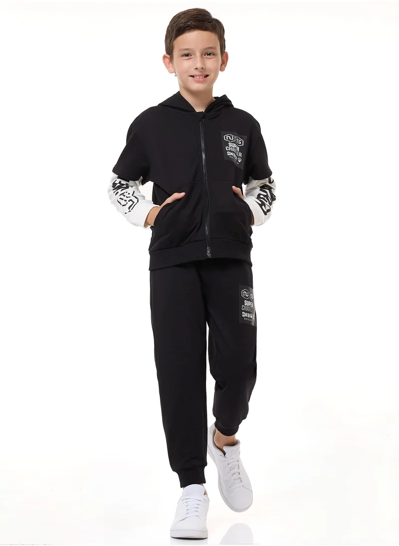 victor and jane Boys' 2-Piece Hoodie and Jogger Set (8-14 yrs)  Black