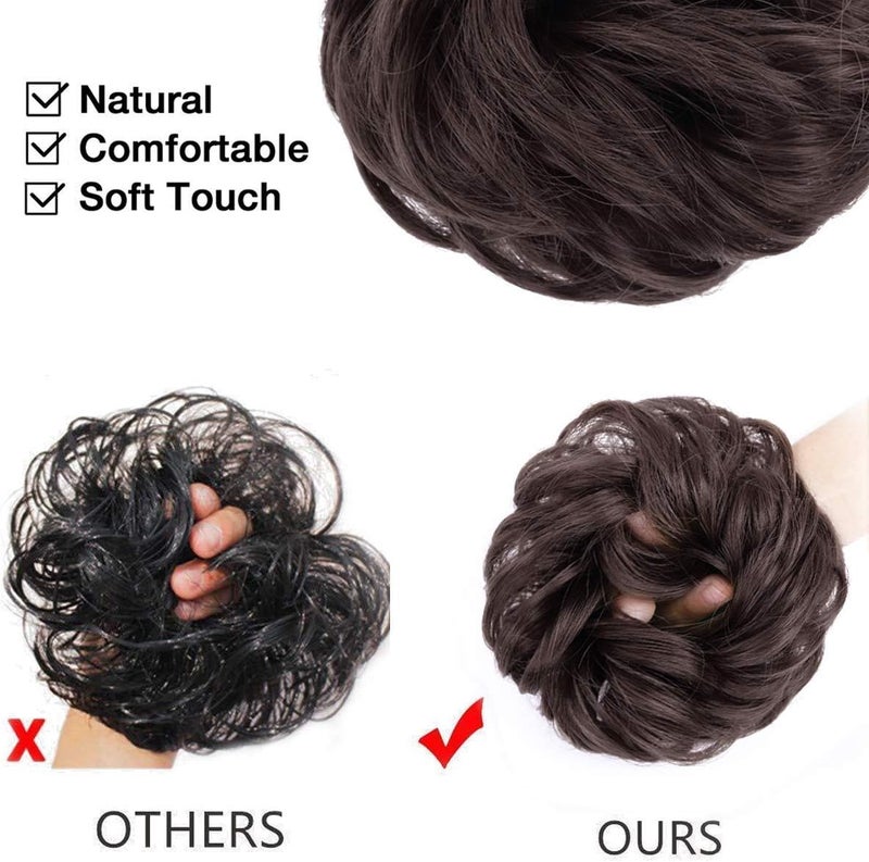MORICA 2PCS Messy Hair Bun Extensions Curly Wavy Messy Synthetic Chignon Hairpiece Scrunchie Scrunchy Updo Hairpiece for women. - Image 4