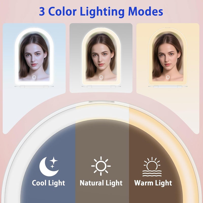 WEILY Magnifying Mirror with Light, 1X/10X Rechargeable Travel Makeup Vanity Mirror with 3 Color Light, Touch Screen for Home, Travel - Image 5