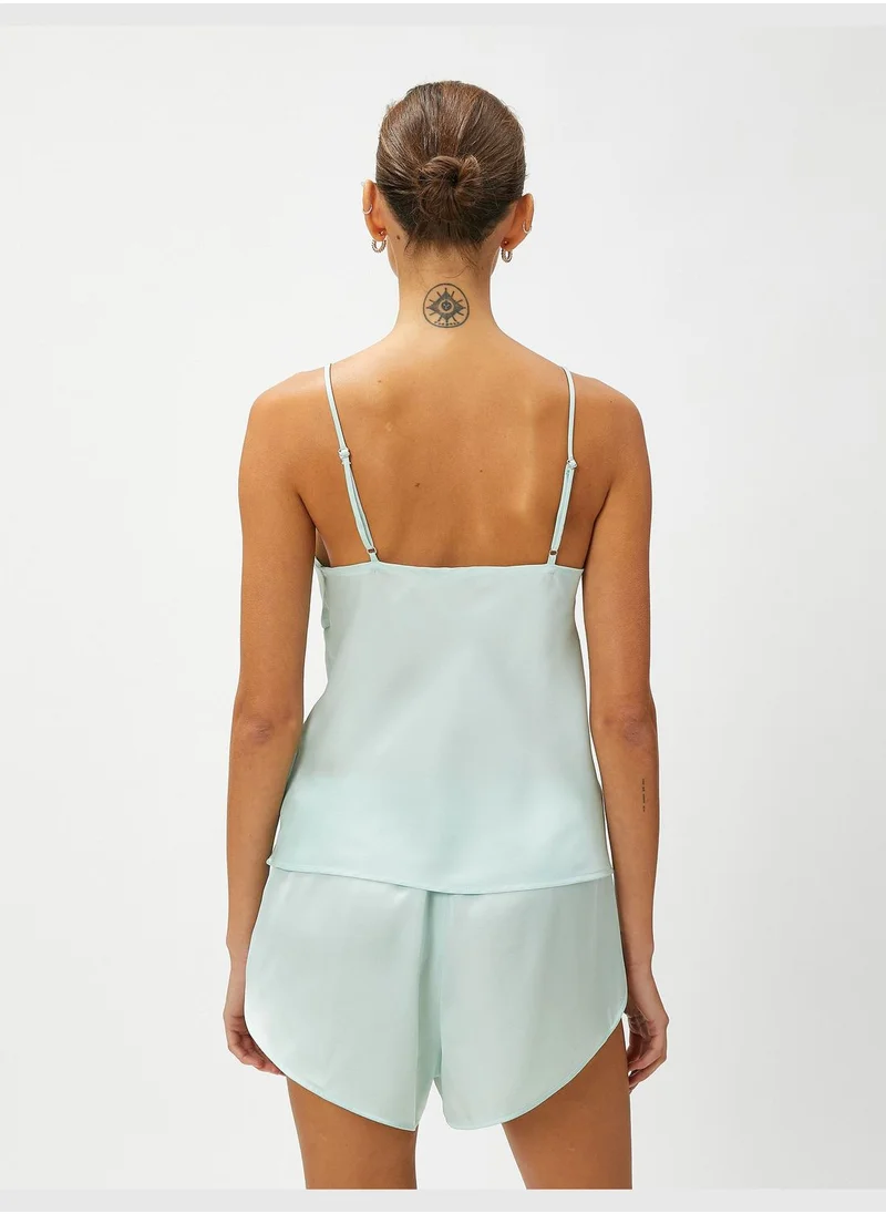 كوتون Spaghetti Strappy Satin Pajama Top