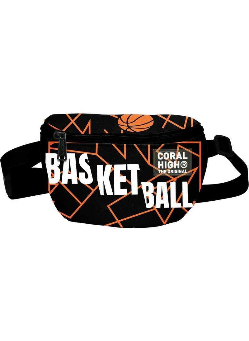 CORAL HIGH Orange Black Basketball Waist Bag 11547
