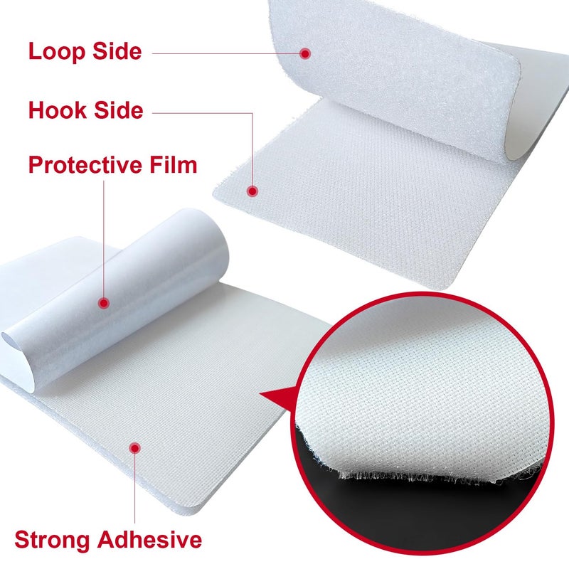 Zesion 4X6 Inch Hook And Loop Strips With Adhesive  Nylon Heavy Duty Hook And Loop Tape  Excellent Grip  Non-Adhesive  Interlocking Tape For Sewing  Crafting Diy Wall Adhesive Strips - 6 Sets White - Image 3