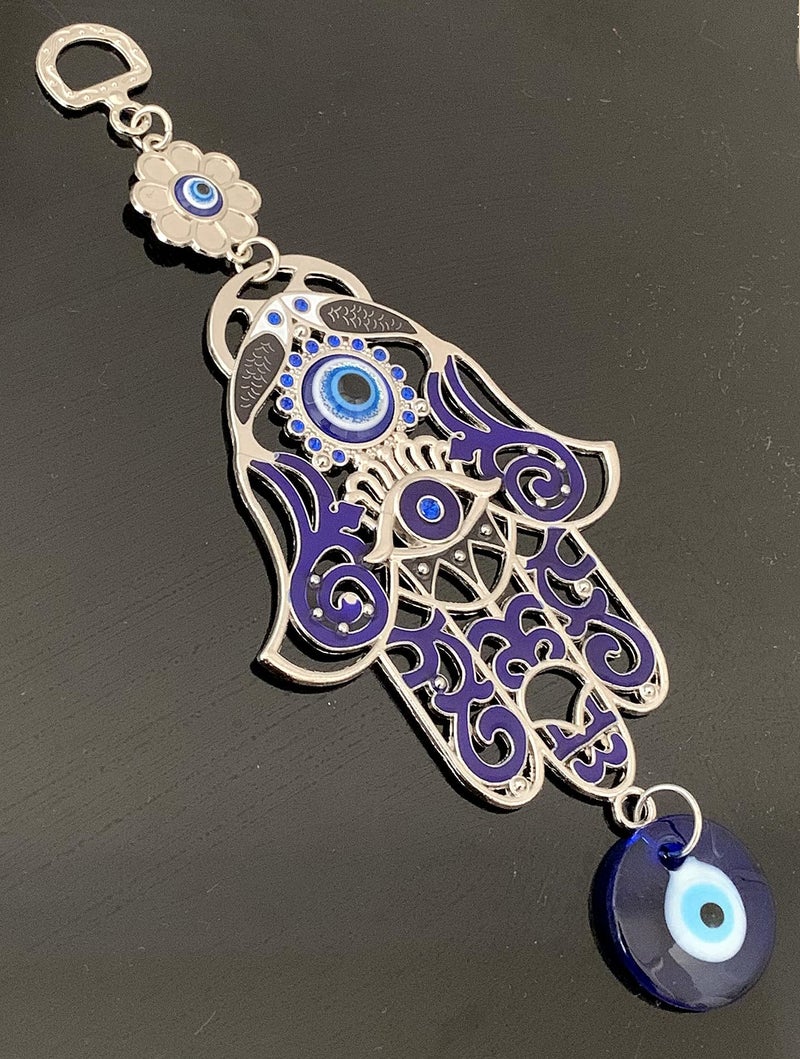 بيتر ديكور Blue Evil Eye فريد من نوعه تصميم جدار Hamsa Hand Hand Hand (مع حقيبة أفضل) -023 - Image 3