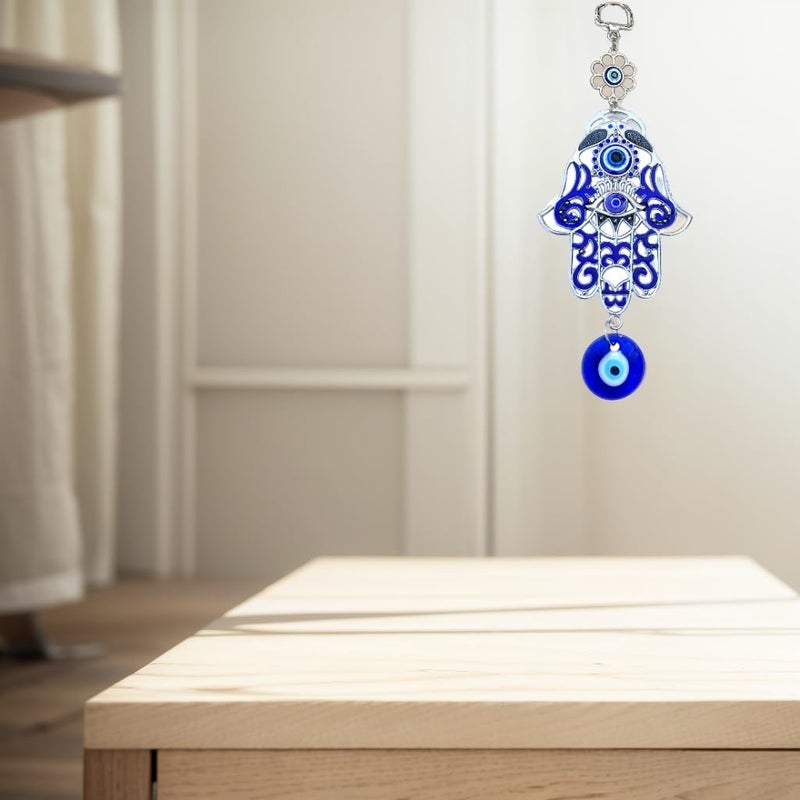 بيتر ديكور Blue Evil Eye فريد من نوعه تصميم جدار Hamsa Hand Hand Hand (مع حقيبة أفضل) -023 - Image 5