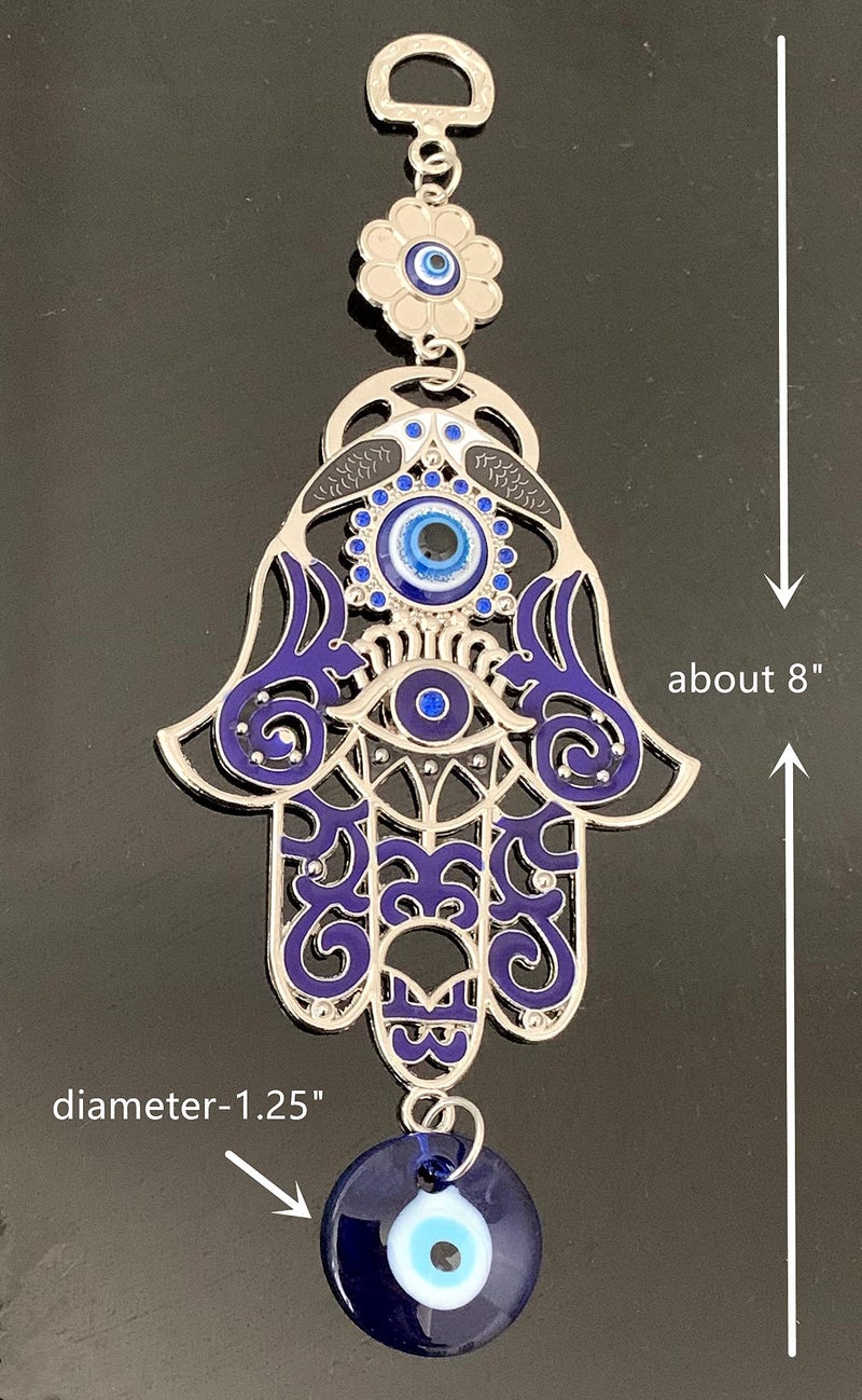 بيتر ديكور Blue Evil Eye فريد من نوعه تصميم جدار Hamsa Hand Hand Hand (مع حقيبة أفضل) -023 - Image 2