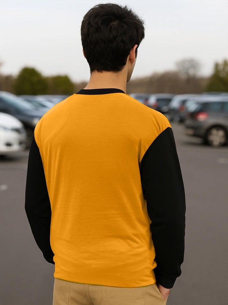 LEOTUDE Oversized Combo Tshirt Full Sleeve Graphic Printed Round Neck Tshirt for Man (FS22_MUSTRD_Leo_P_Zmix22_XL) - Image 4