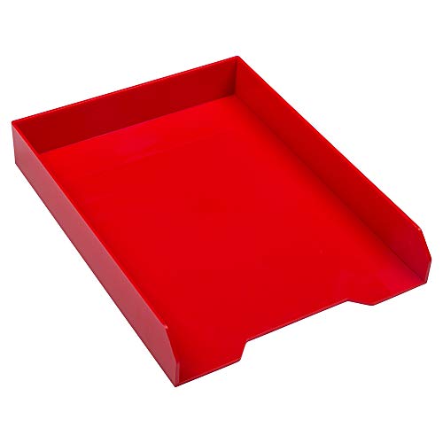 JAM PAPER Stackable Paper Trays  Red  Desktop Document Letter  File Organizer Tray  Sold Individually