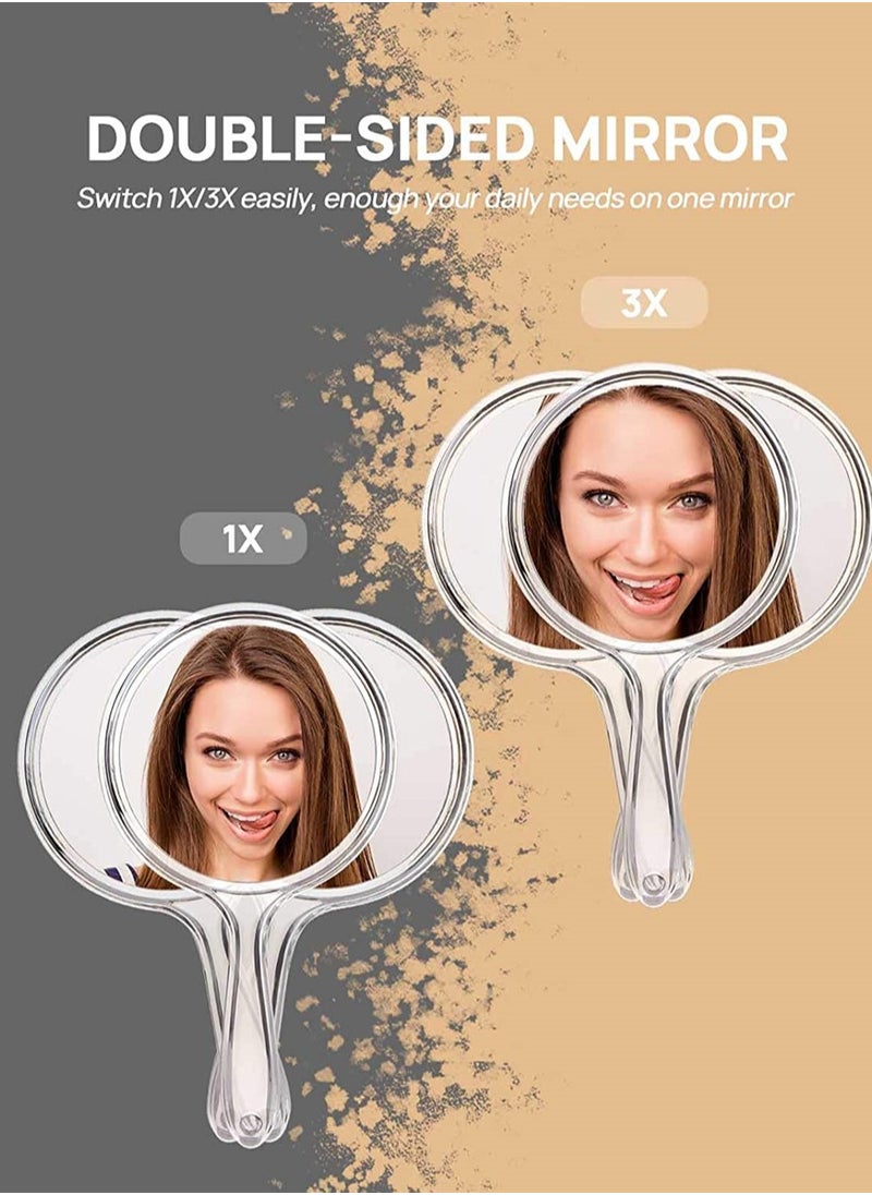 Excefore 3pcs Double Sided Handheld Vanity Mirror 1X/3X Magnifier with Handle  - Image 5