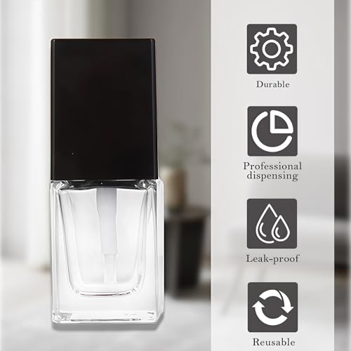 SYBL 2Pcs 1Oz Square Glass Pump Bottles Clear Lotion Containers with Black Pump Head Empty Travel Vials for Foundation Cleanser Essential Oils Liquids Cream - Image 4
