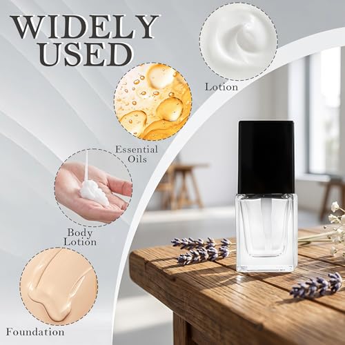 SYBL 2Pcs 1Oz Square Glass Pump Bottles Clear Lotion Containers with Black Pump Head Empty Travel Vials for Foundation Cleanser Essential Oils Liquids Cream - Image 3