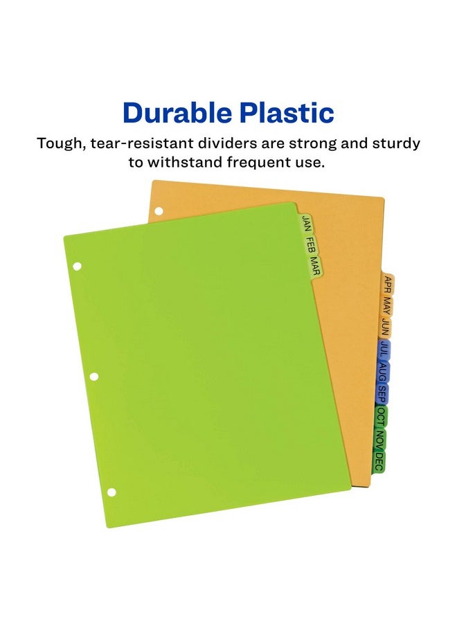 AVERY - Pre-Printed Jan-Dec Plastic Dividers For 3 Ring Binders, 12-Tab Set, Multicolor, 1 Set (11331) - Image 1