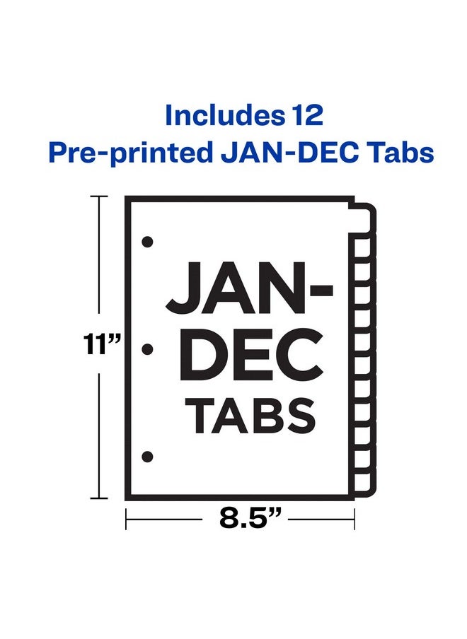 AVERY - Pre-Printed Jan-Dec Plastic Dividers For 3 Ring Binders, 12-Tab Set, Multicolor, 1 Set (11331) - Image 1