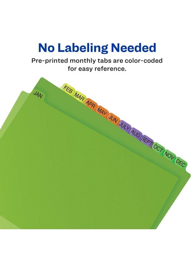 AVERY - Pre-Printed Jan-Dec Plastic Dividers For 3 Ring Binders, 12-Tab Set, Multicolor, 1 Set (11331) - Image 1