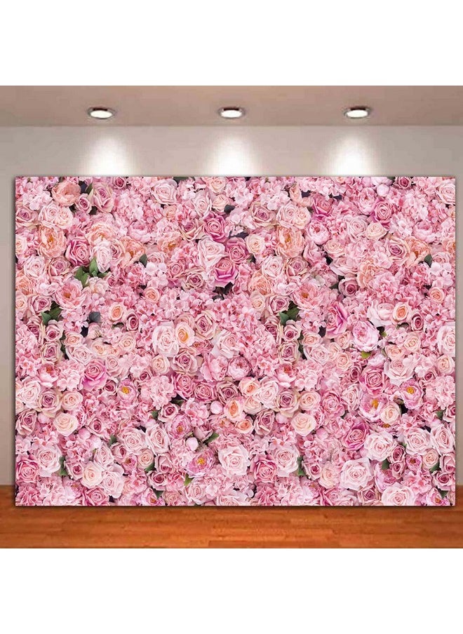 Qian Pink Rose Flowers Wall Photo Background Girls Birthday Party Decoration Photography Backdrop For Valentine'S Day Weeding Bridal Shower Anniversary Ceremony Decor Banner 7X5Ft  - Image 2