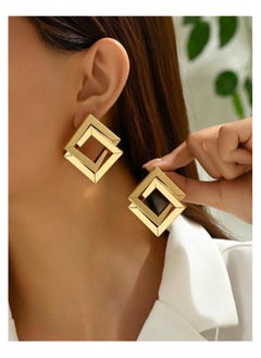 Shein 1pair Fashionable & Punk Style Twisted Square  - Image 1