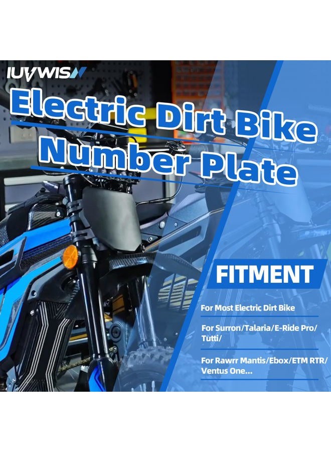 IUVWISN Electric Dirt Bike Number Plate Front License for Surron LBX Tutti Soleil 01 Yozma IN10 Talaria Sting MX3/R MX4 MX5 XXX eRide Pro SR S SS 2.0 3.0 Rawrr Mantis Ebox Dragster ETM RTR Black - Image 2