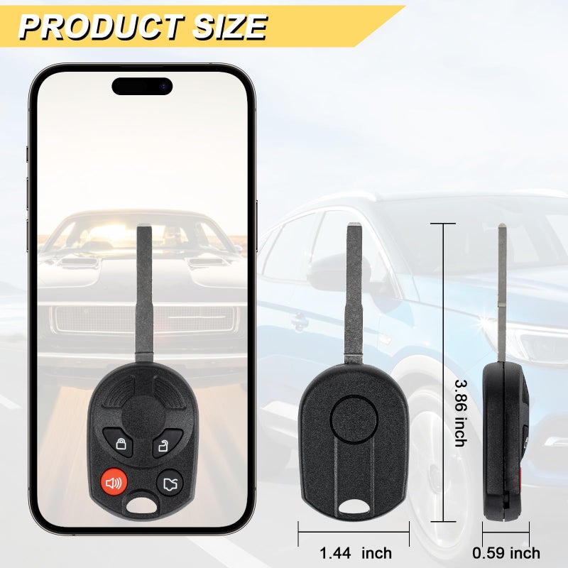 Vurkcy Key Fob Replacement for 2012-2019 Ford Focus/ 13-19 Escape C-Max/ 15-18 Fiesta/ 14-20 Transit Car Keyless Entry Remote Control, OUCD6000022, 4 Btn, 2Pcs - Image 4