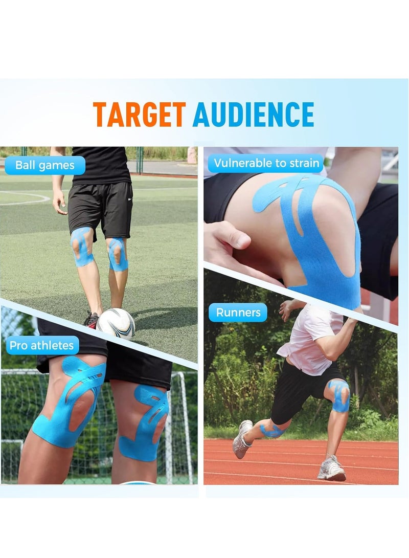 GUDOO 12 Pcs Kinesiology Tape for Knee, Breathable & Waterproof Pre-Cut Kinesio Tape for Knee Pain Relief and Stability, Athletic Tape, Elastic Sports Tape for Running, Hiking, Riding - Image 3