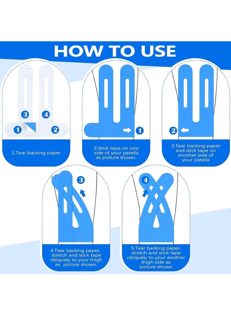 GUDOO 12 Pcs Kinesiology Tape for Knee, Breathable & Waterproof Pre-Cut Kinesio Tape for Knee Pain Relief and Stability, Athletic Tape, Elastic Sports Tape for Running, Hiking, Riding - Image 2