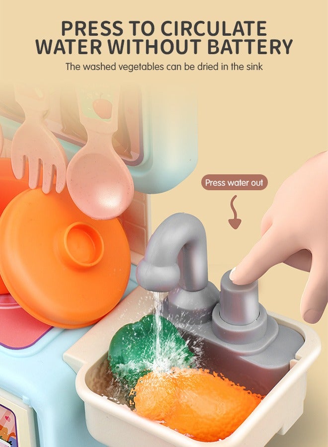 GROIC مجموعة ألعاب المطبخ، 14 قطعة من مجموعة ألعاب المطبخ للأولاد والبنات، ألعاب المطبخ مع صندوق تخزين، محاكاة الرذاذ وحوض اللعب، ألعاب الطعام التظاهرية مع الأطفال الصغار - Image 4