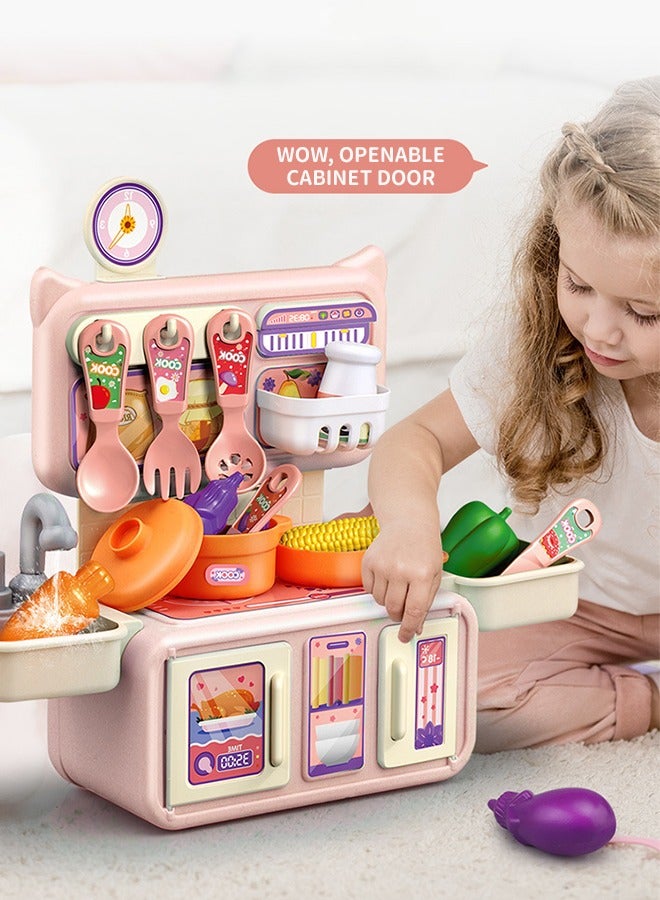 GROIC مجموعة ألعاب المطبخ، 14 قطعة من مجموعة ألعاب المطبخ للأولاد والبنات، ألعاب المطبخ مع صندوق تخزين، محاكاة الرذاذ وحوض اللعب، ألعاب الطعام التظاهرية مع الأطفال الصغار - Image 5