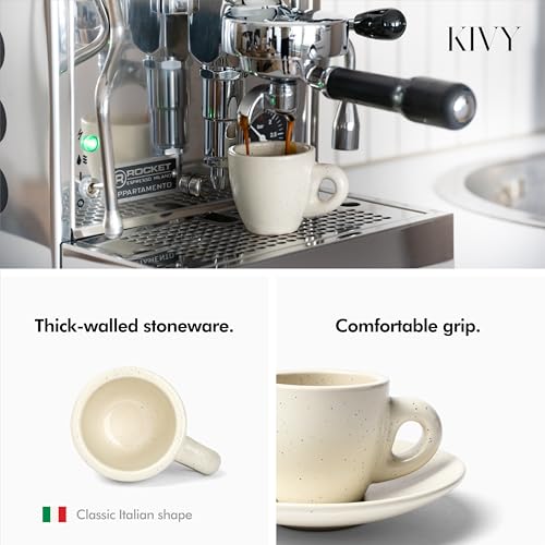 KIVY مجموعة أكواب اسبريسو KIVY 3 أوقية - مجموعة من 4 أكواب اسبريسو من السيراميك السميك الجدران - أكواب اسبريسو وأطباق على الطراز الإيطالي - مجموعة أكواب ديميتاس من 4 قطع - أكواب قهوة - مجموعات أكواب وأطباق ديميتاس - Image 2