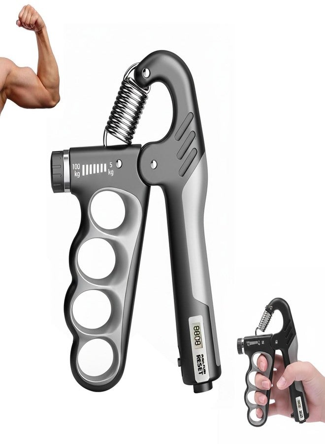 FixFit Solutions Adjustable Grip Strength Trainer Hand Gripper for Grip Strength, Forearm & Wrist Strengthener, Hand Exerciser for Strength Training & Therapy 11-220Lbs(5-100KG) | Gray - Image 1