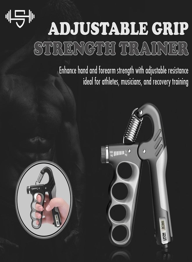 FixFit Solutions Adjustable Grip Strength Trainer Hand Gripper for Grip Strength, Forearm & Wrist Strengthener, Hand Exerciser for Strength Training & Therapy 11-220Lbs(5-100KG) | Gray - Image 2