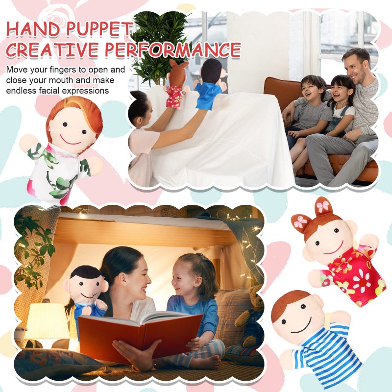 Jerify 6 Pcs Family Style Hand Puppets Soft Plush Puppet Family Members Cute Hand Toys for Teachers Parents Shows Story Time Playtime Schools, Grandparents, Mom, Dad, Brother, Sister - Image 4