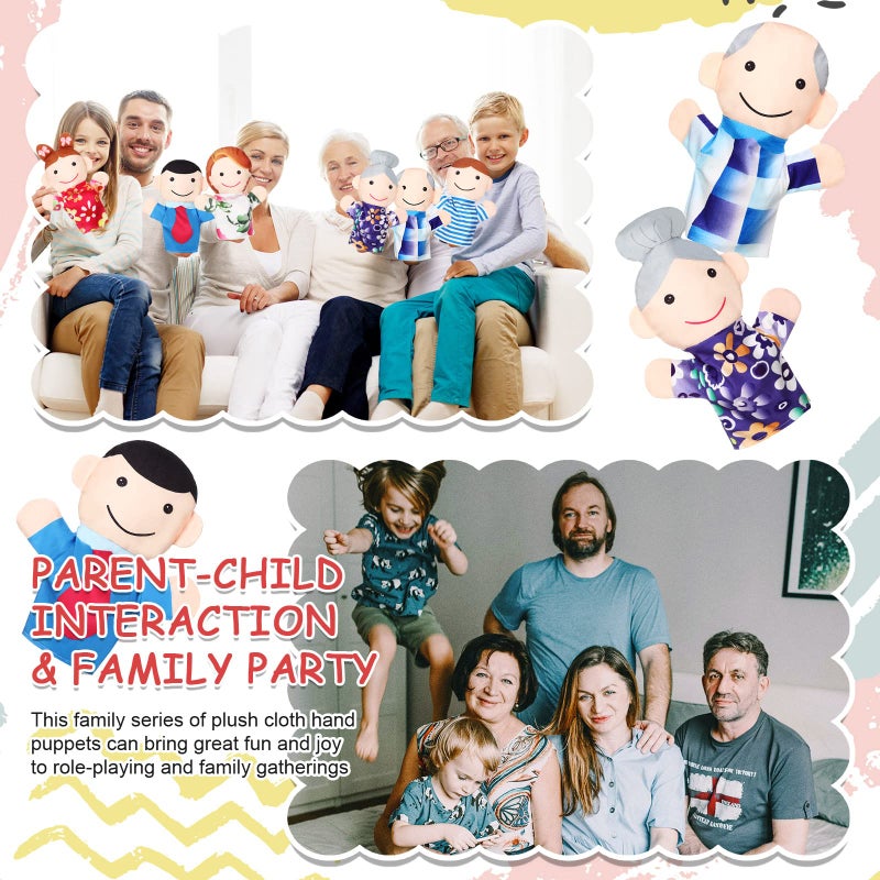 Jerify 6 Pcs Family Style Hand Puppets Soft Plush Puppet Family Members Cute Hand Toys for Teachers Parents Shows Story Time Playtime Schools, Grandparents, Mom, Dad, Brother, Sister - Image 5