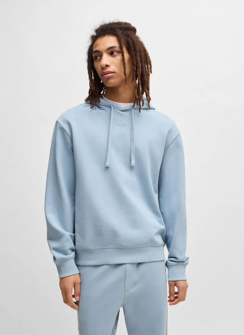 HUGO Cotton-terry relaxed-fit hoodie with logo print