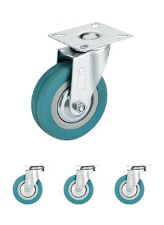 BMB tools 4-Piece Grey Rubber Caster - Plate - Swivel / 100mm  - Image 1