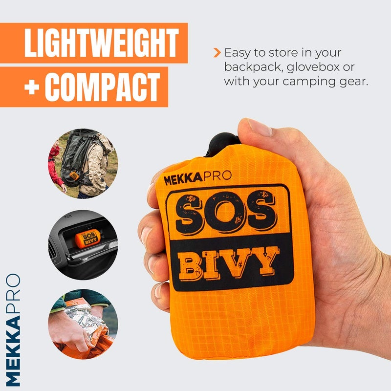 MEKKAPRO SOS Emergency Thermal Bivy Sleeping Bag with Survival Whistle, Survival Bivvy Sack, Mylar Emergency Blanket - Image 2