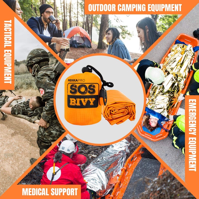 MEKKAPRO SOS Emergency Thermal Bivy Sleeping Bag with Survival Whistle, Survival Bivvy Sack, Mylar Emergency Blanket - Image 5