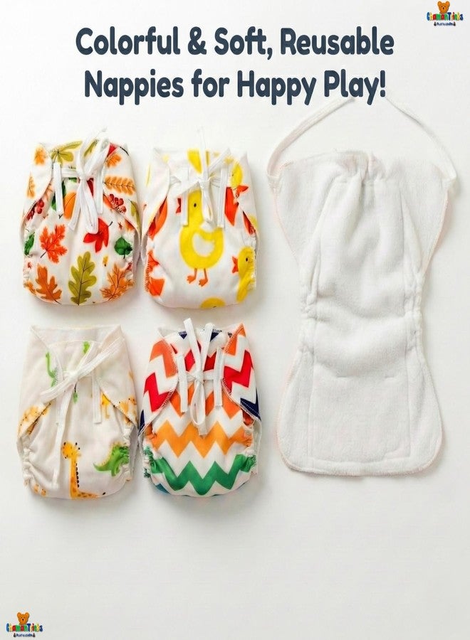 Chamantricks Newborn Langot - Pack of 4 | Reusable Cotton Baby Nappy with Leak-Resistant Outer | Adjustable Fit for Diaper-Free Time (Up to 10 kg) - Image 2