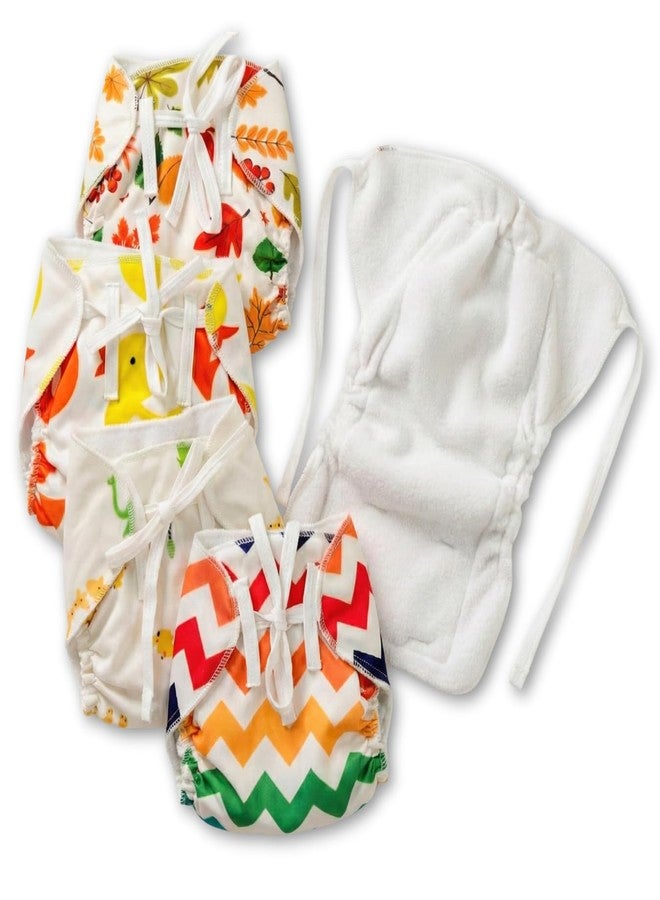 Chamantricks Newborn Langot - Pack of 4 | Reusable Cotton Baby Nappy with Leak-Resistant Outer | Adjustable Fit for Diaper-Free Time (Up to 10 kg) - Image 1