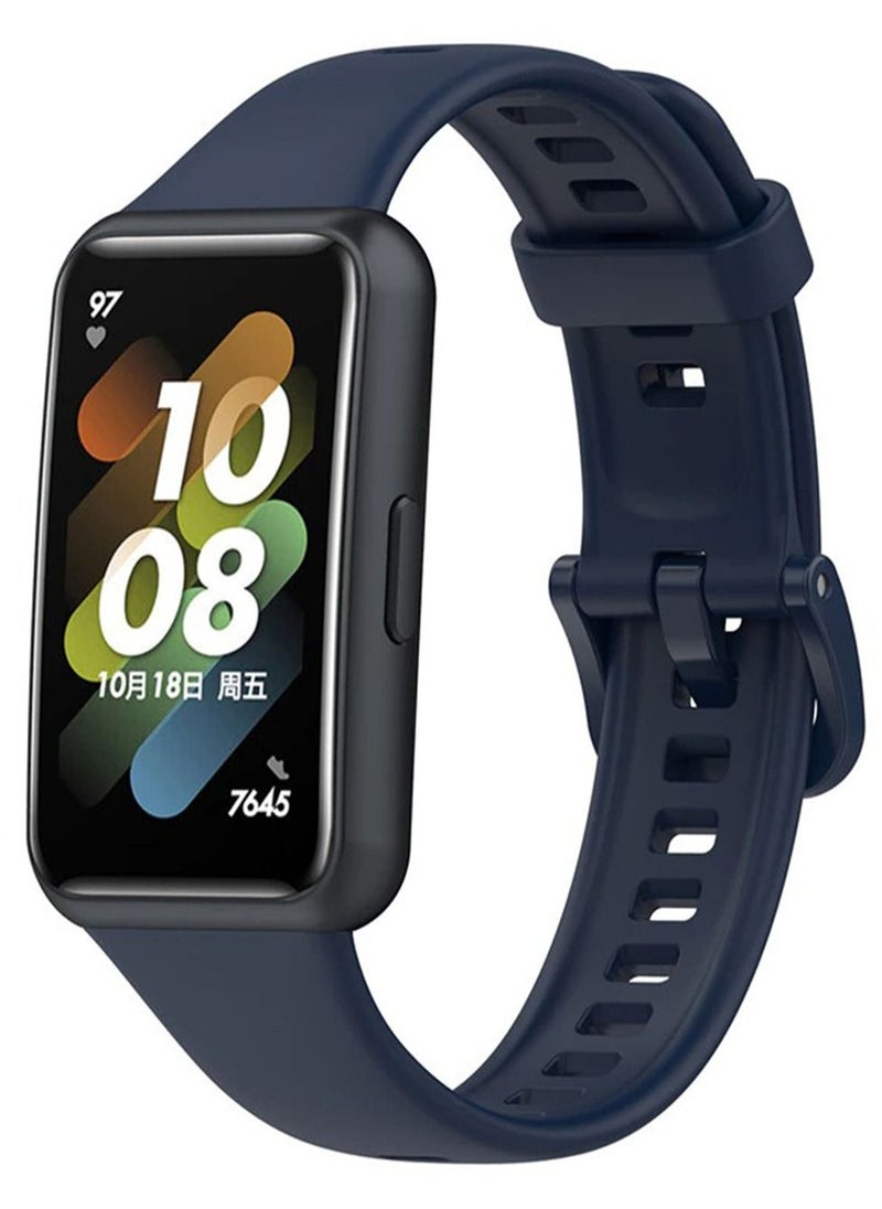 Generic Silicone Watchband for Huawei Band 7 Smart Watch Strap Soft TPU Wristband Sport Bracelet Replacement Strap for Huawei Band7 _ Dark Blue  - Image 2