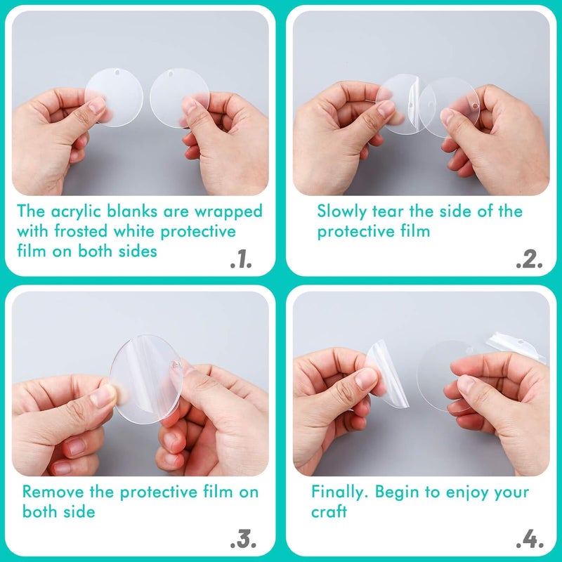 Audab Blank Keychain Set, 120pcs Including Acrylic Discs, Tassels, Gold Keychains and Jump Rings for DIY Craft Kit - Image 4