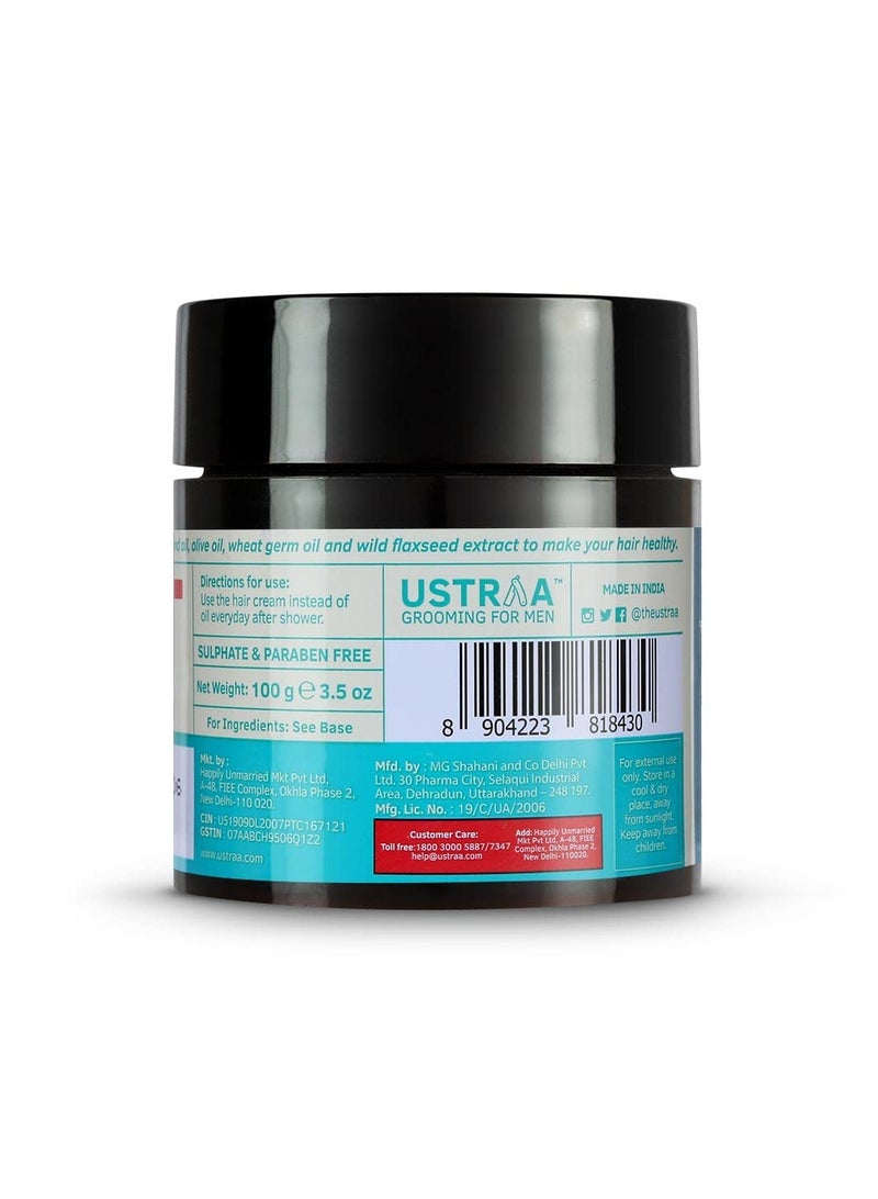 Ustraa Hair Cream for Men - 100g - For Daily Use with Light Hold- Style & nourishment | Wheat Germ Oil | Wild Flax Seed Extracts - Image 2