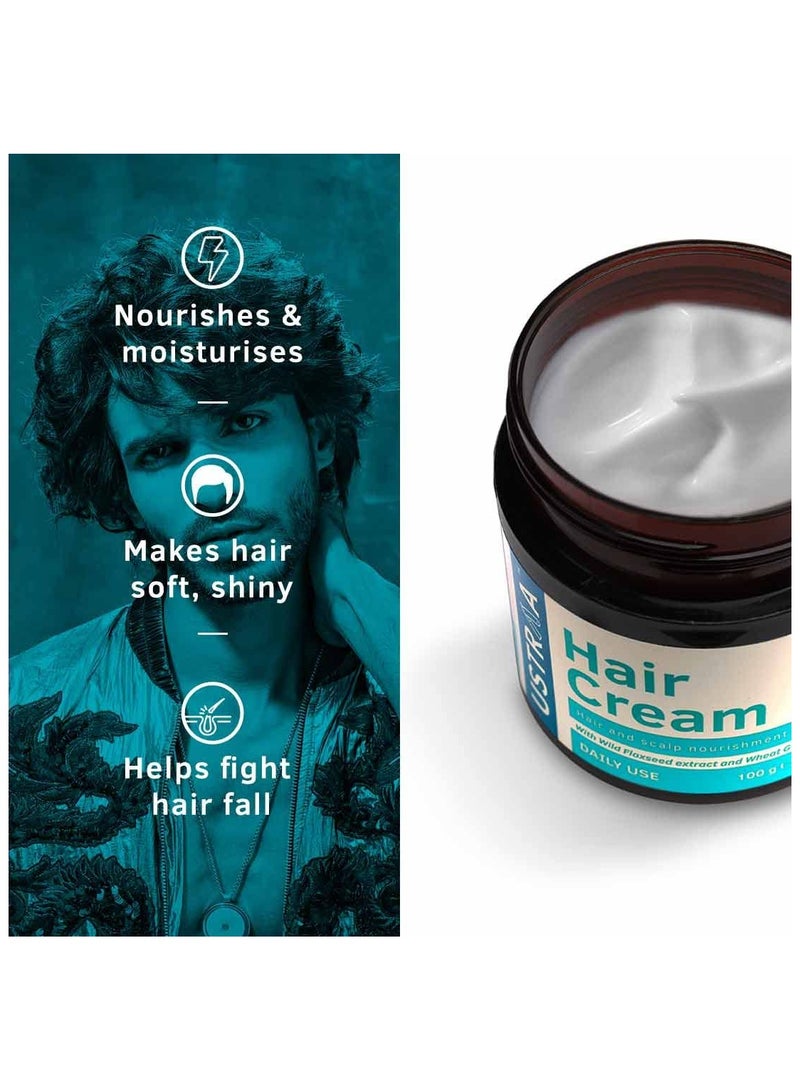 Ustraa Hair Cream for Men - 100g - For Daily Use with Light Hold- Style & nourishment | Wheat Germ Oil | Wild Flax Seed Extracts - Image 3