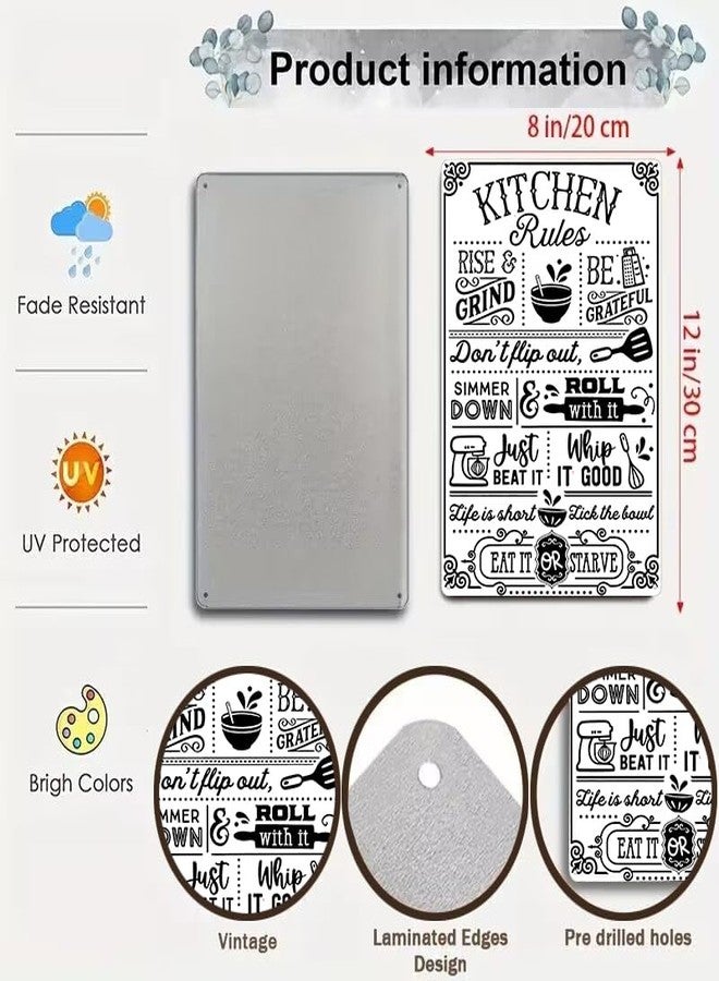 CrazySign Kitchen Rules Decor Sign Rustic Farmhouse Kitchen Tin Sign (3368) - Image 2