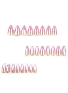 JOSQUEWNN Press on nails,24 Pieces New European and American Wearable Nails - Almond-Shaped Short Pink Gradient Minimalist Nail Art, Elegant Coated Nail Stickers.Fake Acrylic Nails With Glue Kit.  - Image 5